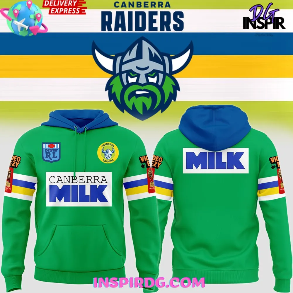 -Canberra Raiders Retro Milk Green Hoodie