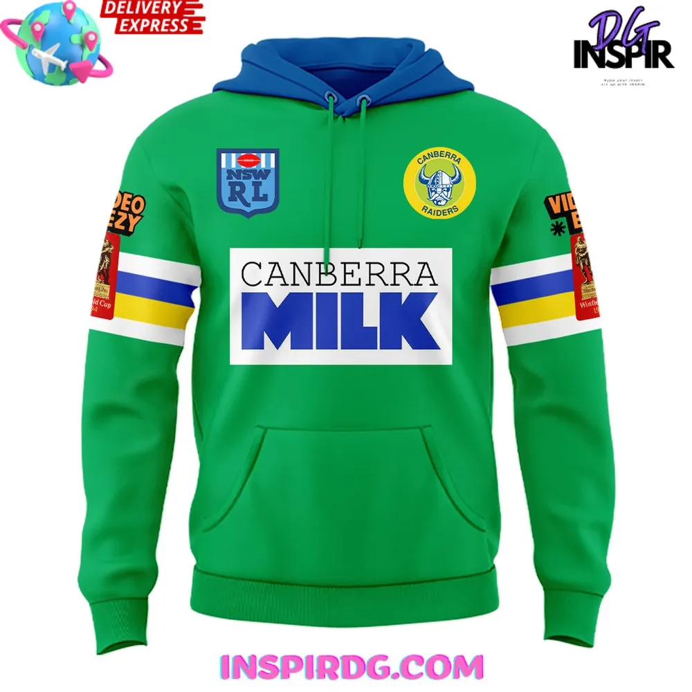 -Canberra Raiders Retro Milk Green Hoodie