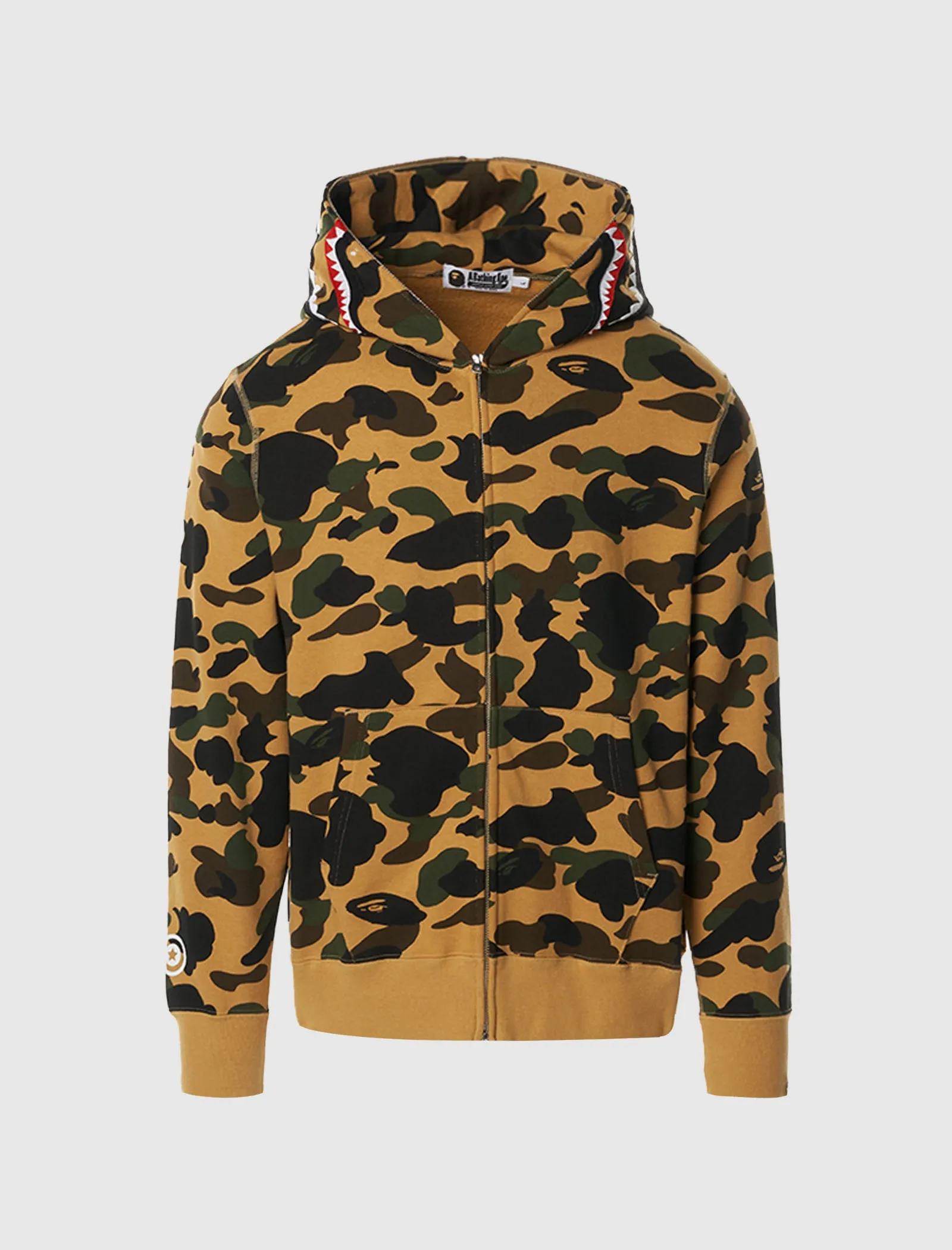 A BATHING APE 1ST CAMO SHARK HOODIE   YELLOW