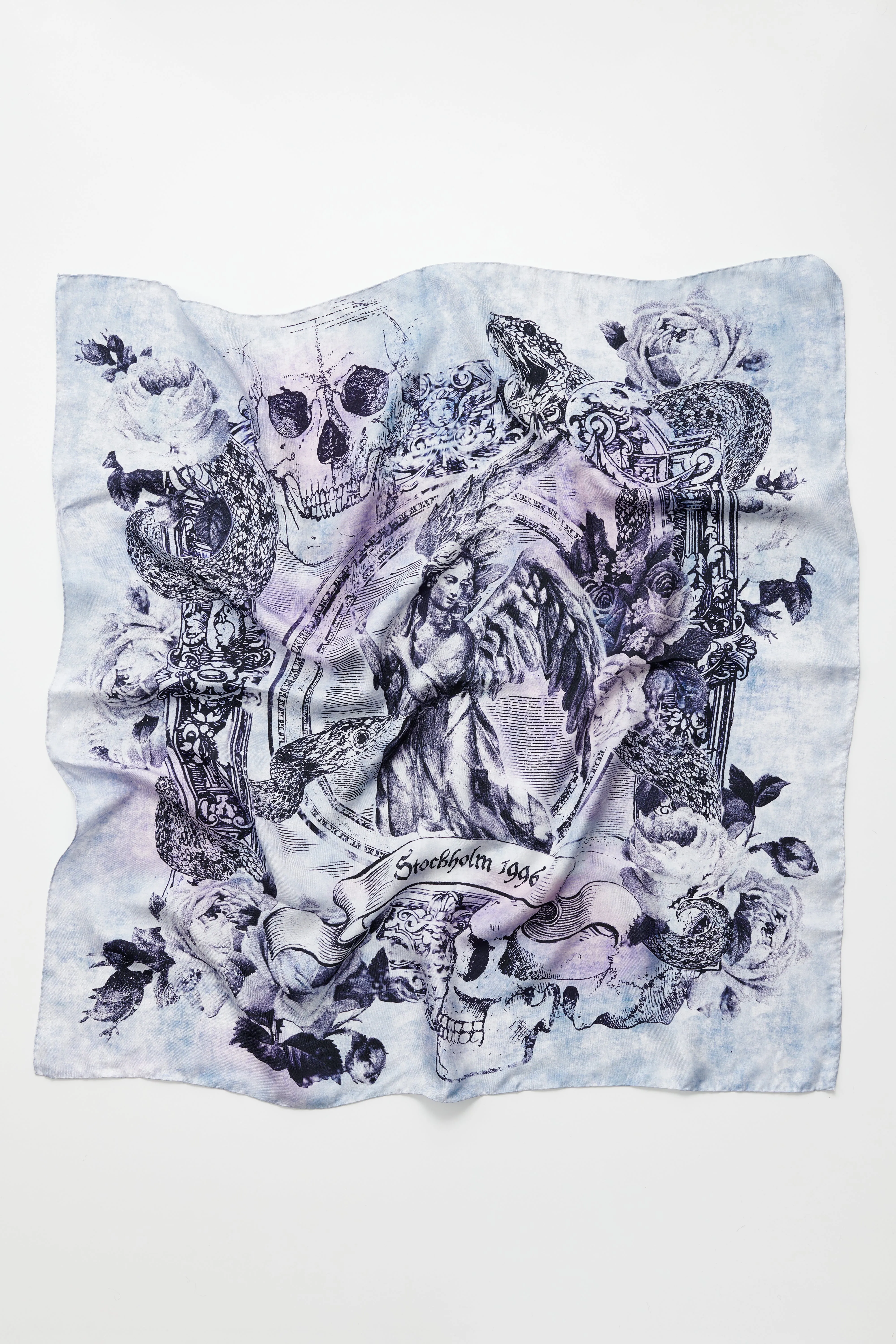 Acne Studios Printed Scarf Denim Blue