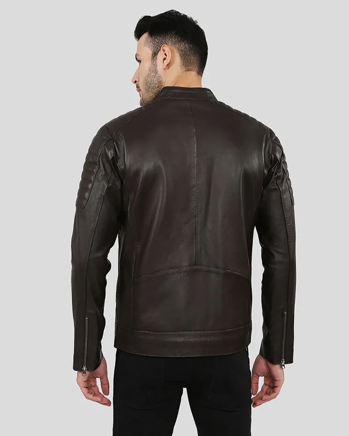 Astro Brown Racer Quilted Leather Jacket