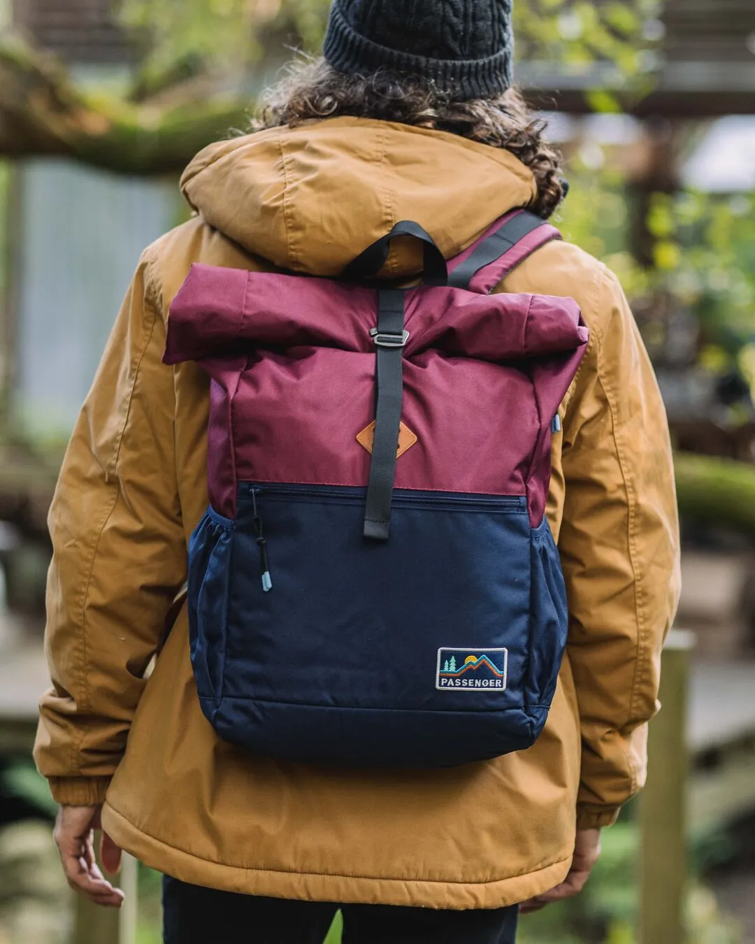 Backwoods Recycled Rolltop 32L Backpack - Navy/Burgundy