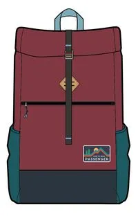 Backwoods Recycled Rolltop 32L Backpack - Navy/Burgundy