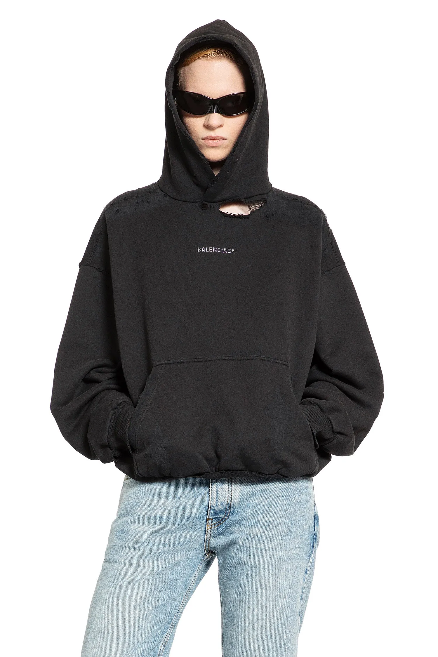 balenciaga rhinestone balenciaga back medium fit hoodie