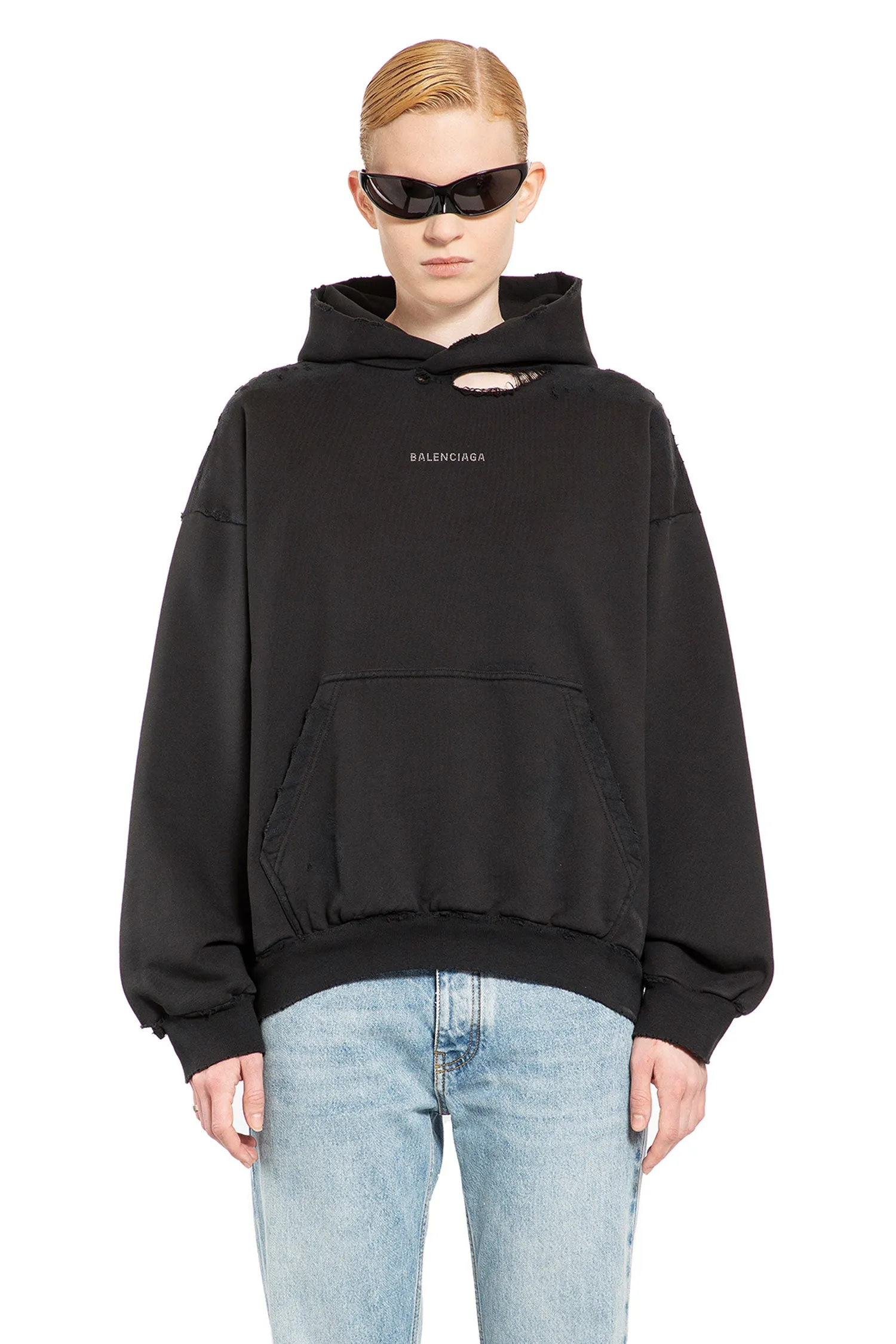 balenciaga rhinestone balenciaga back medium fit hoodie