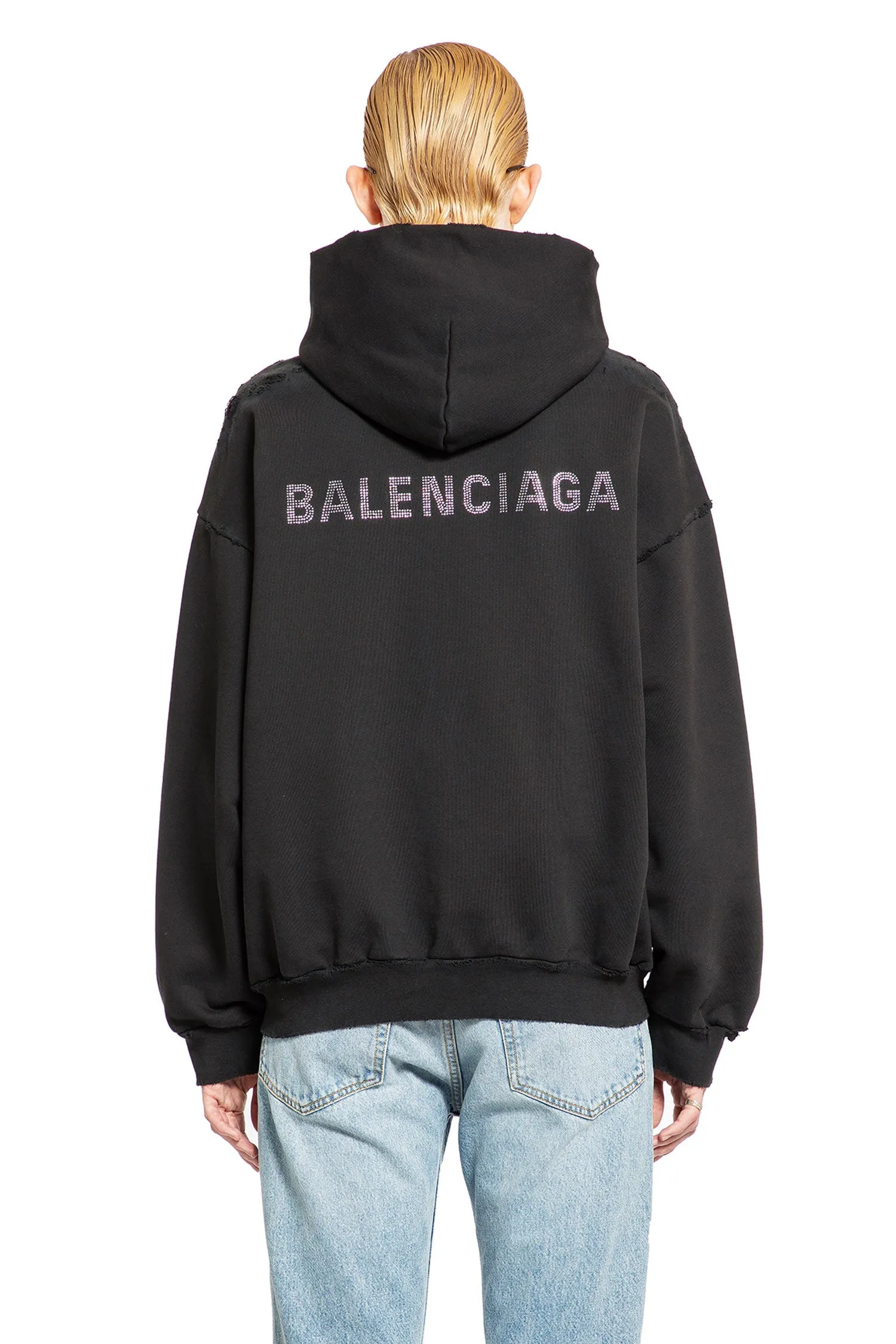 balenciaga rhinestone balenciaga back medium fit hoodie