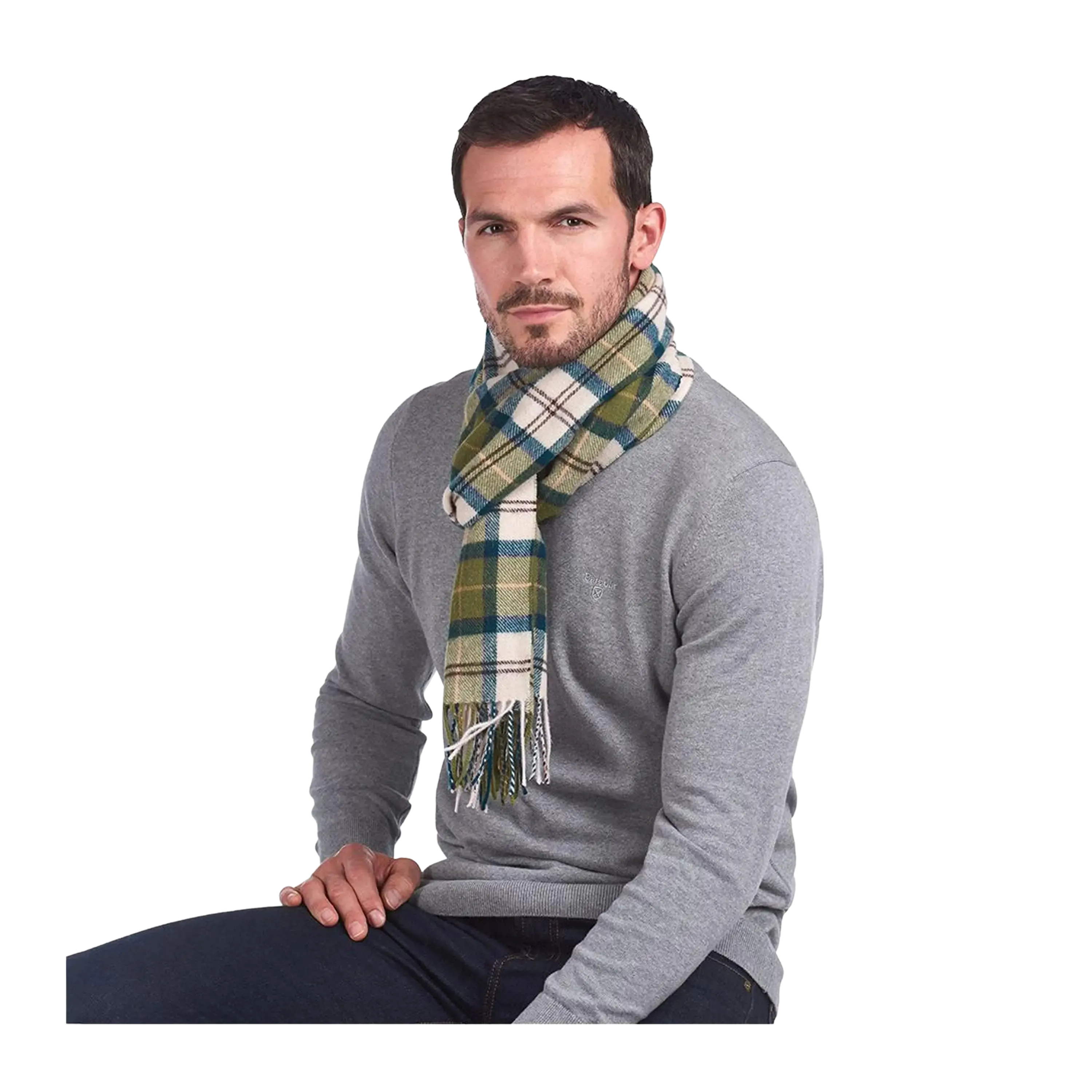 Barbour Tartan Lambswool Scarf in Ancient