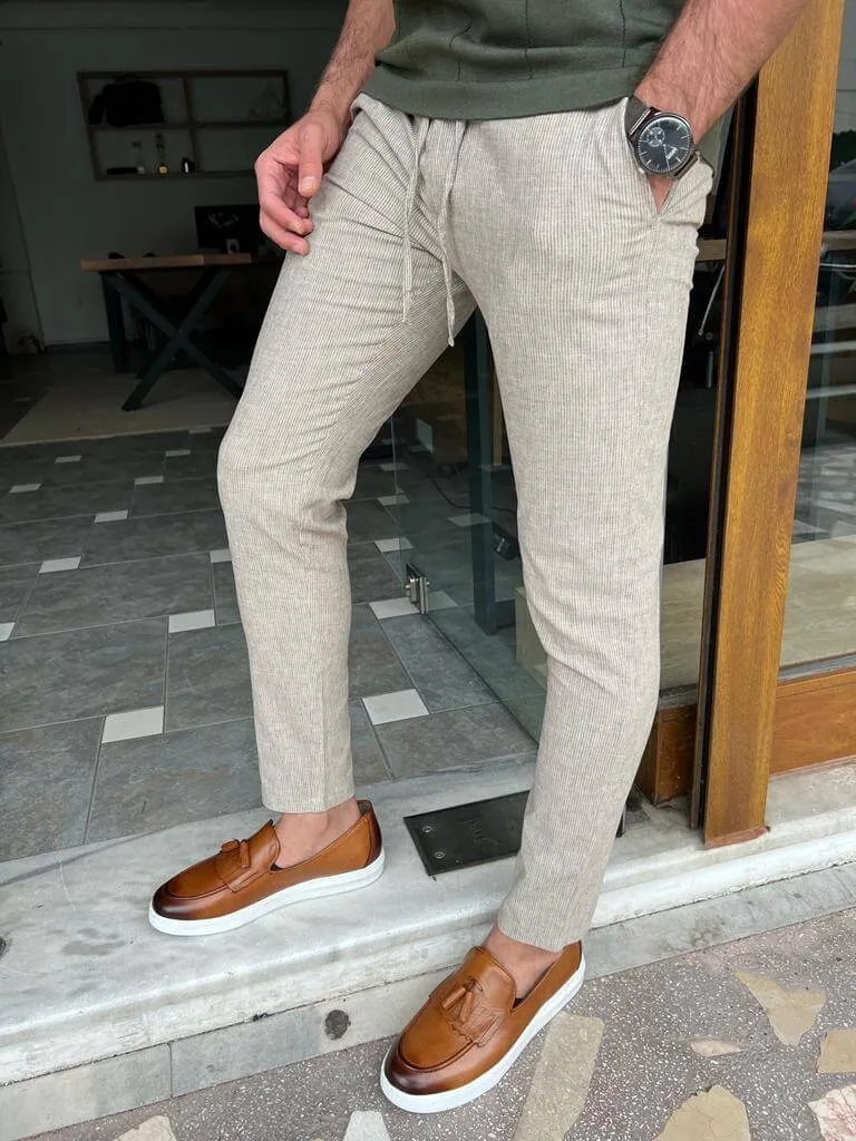 Beige Linen Trousers