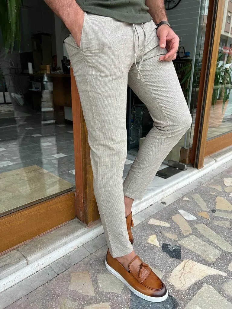 Beige Linen Trousers