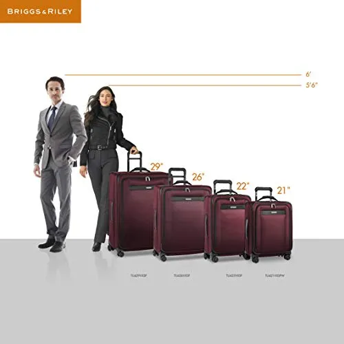 Briggs & Riley Transcend-Softside Expandable Tall Carry-On Upright Luggage, Merlot, 22-Inch