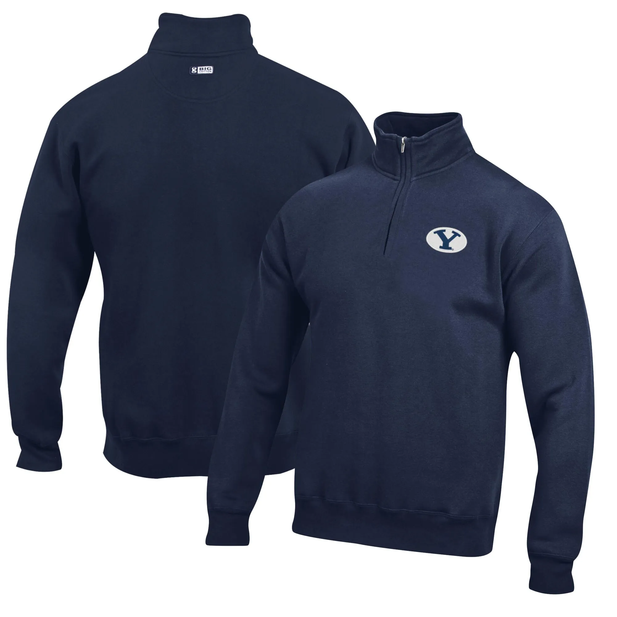 BYU Cougars Navy Big Cotton Quarter-Zip Pullover Sweatshirt