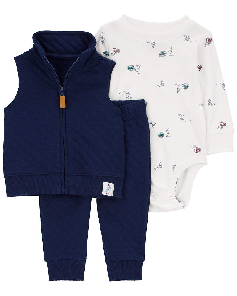 Carters Oshkosh Baby 3-Piece Quilted Little Vest Set