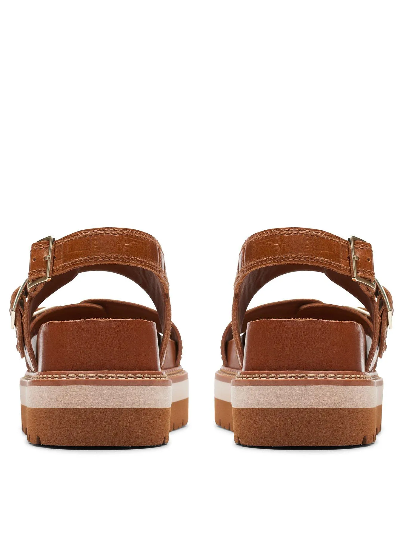 Clarks Orianna Glide Buckle Front Platform Sandals - Tan