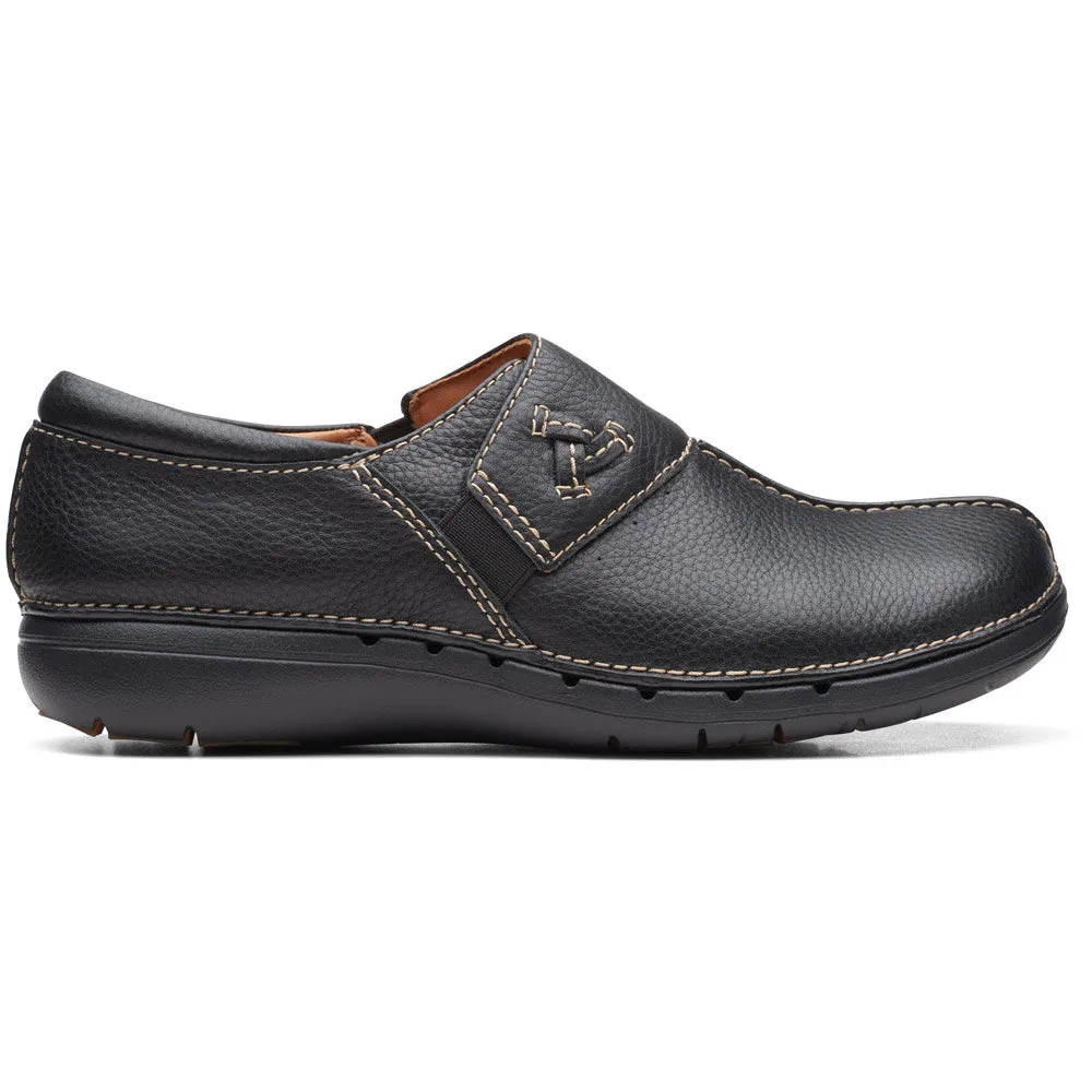 Clarks Un Loop Ave Slip-On Black Leather (Women's)