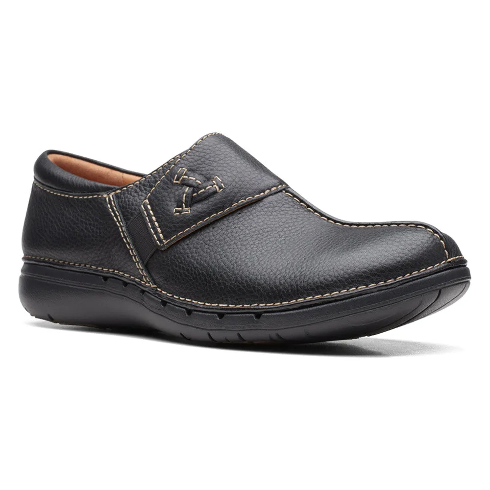 Clarks Un Loop Ave Slip-On Black Leather (Women's)