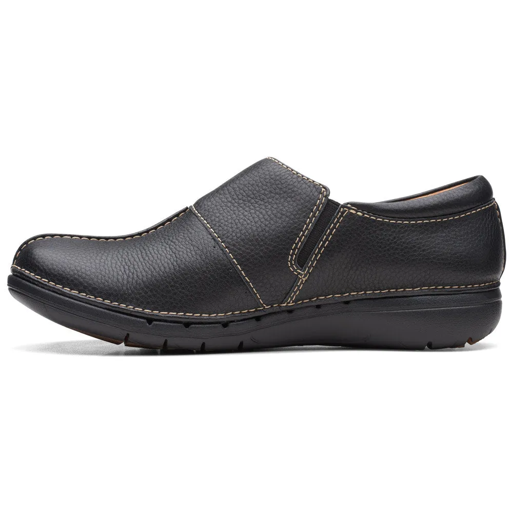 Clarks Un Loop Ave Slip-On Black Leather (Women's)