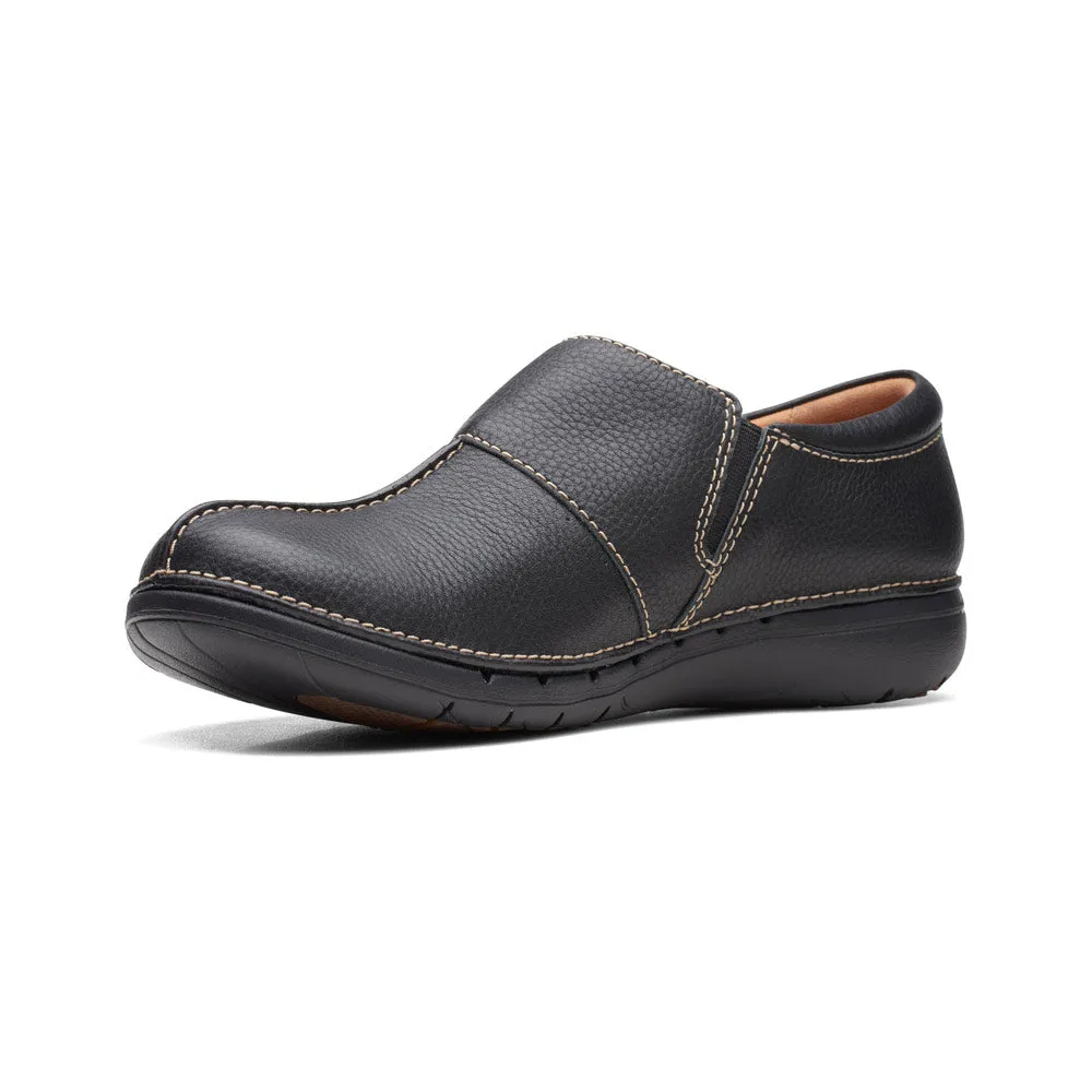 Clarks Un Loop Ave Slip-On Black Leather (Women's)