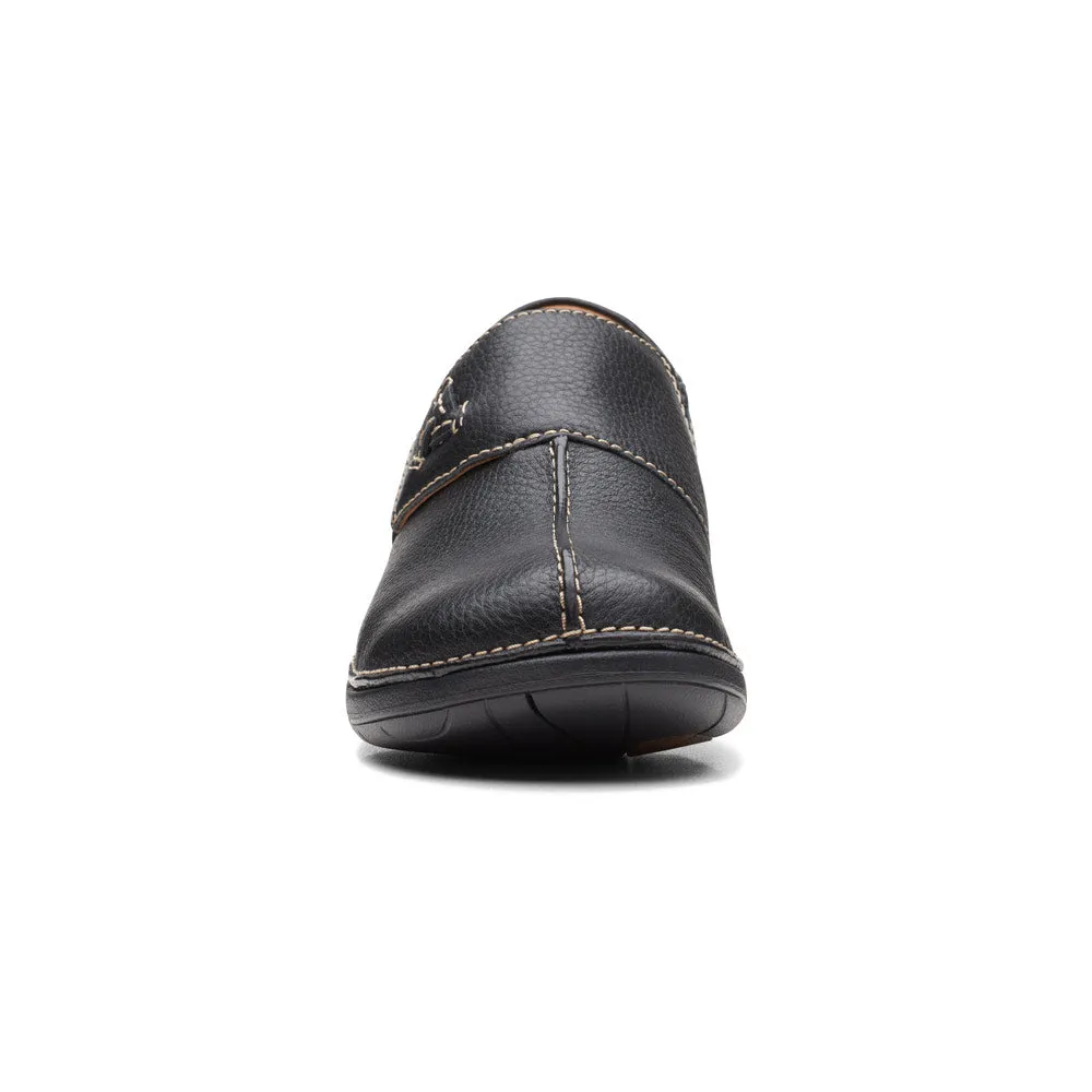 Clarks Un Loop Ave Slip-On Black Leather (Women's)