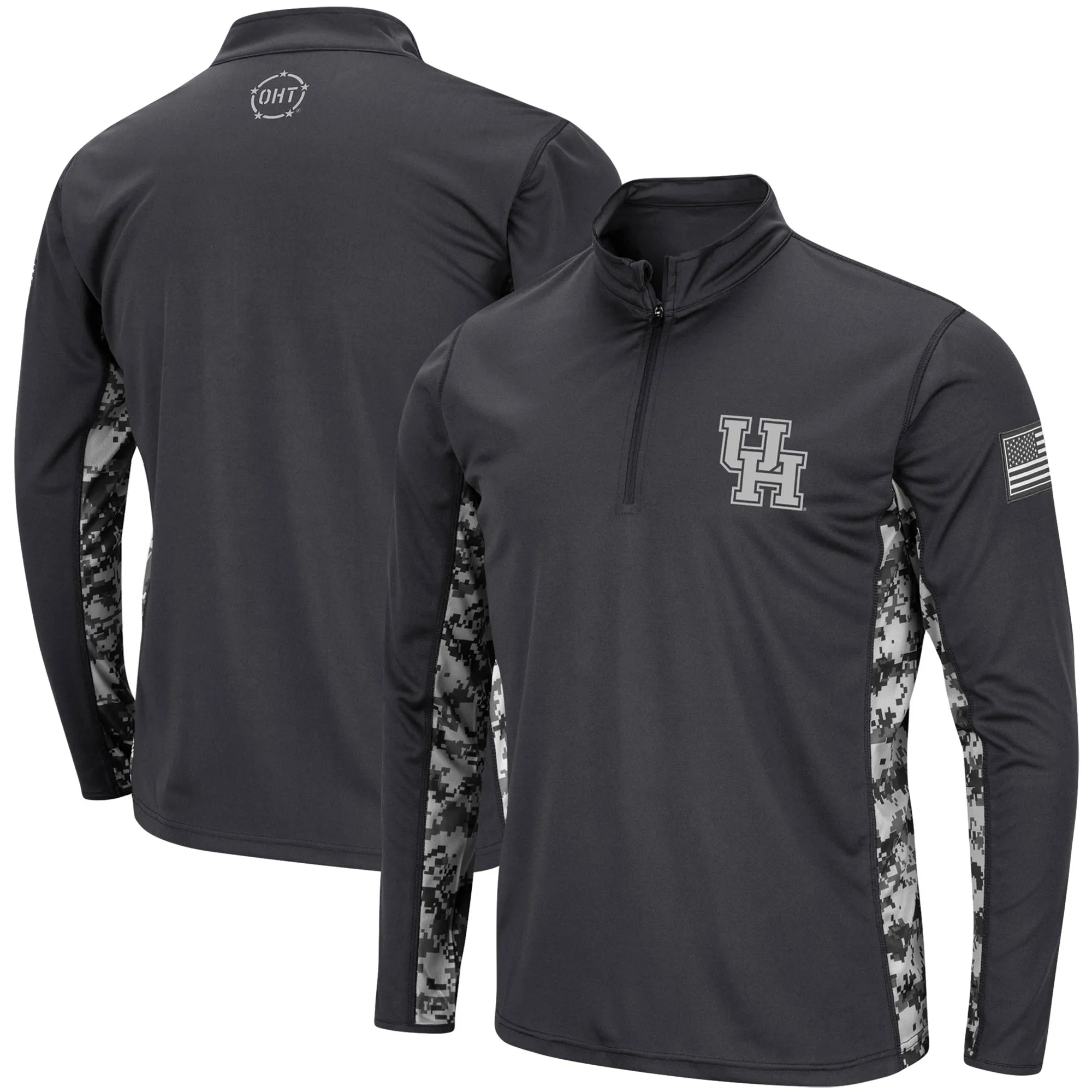 Colosseum Houston Cougars Charcoal OHT Military Appreciation Digital Camo Lightweight Quarter-Zip Pullover