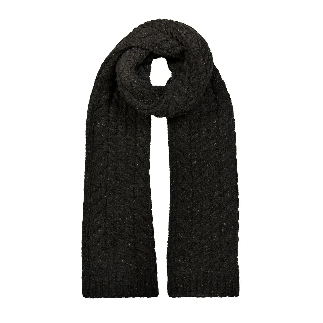 Dents Cable Knit Scarf with Marl Yarn Black 2-2370