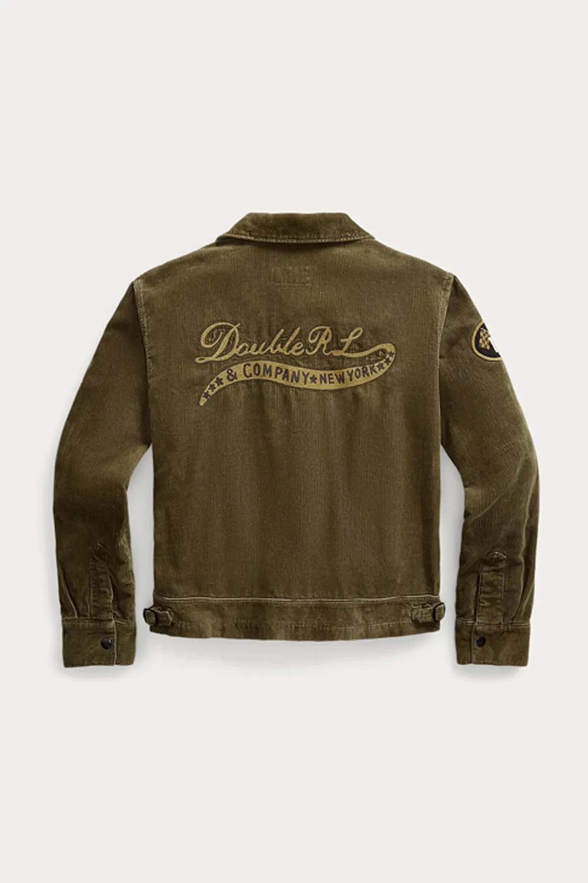 Embroidered Corduroy Jacket - Olive