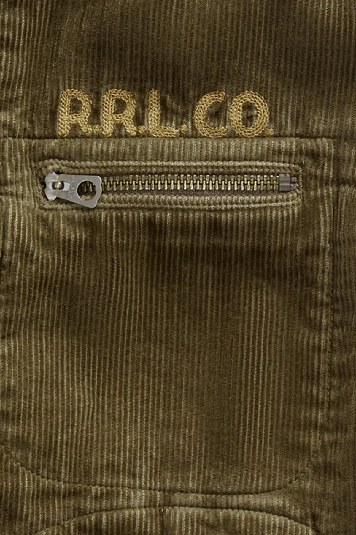 Embroidered Corduroy Jacket - Olive