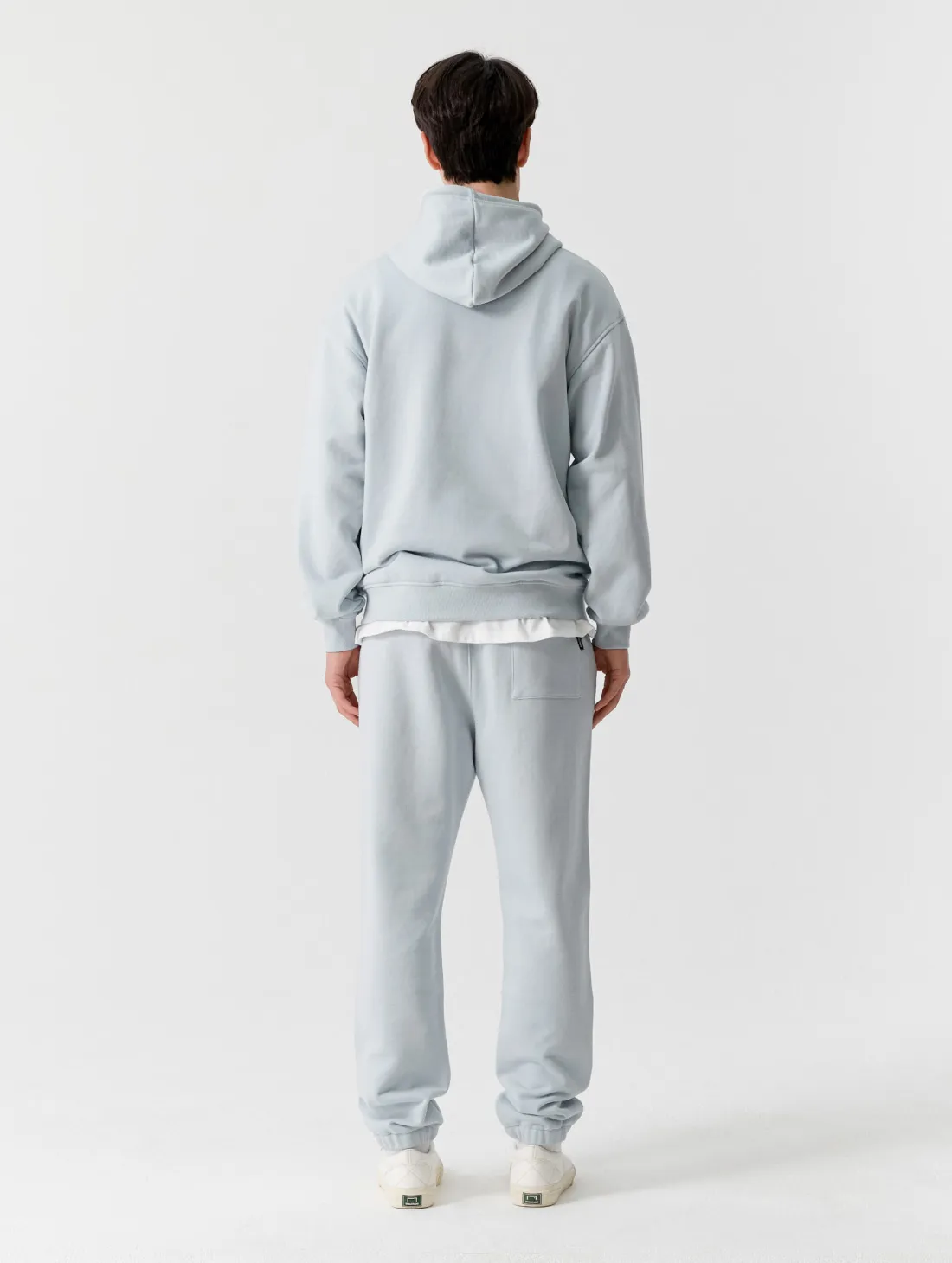 ESSENTIAL APPLIQUE FULL ZIP-UP HOODIE-GREYSH BLUE