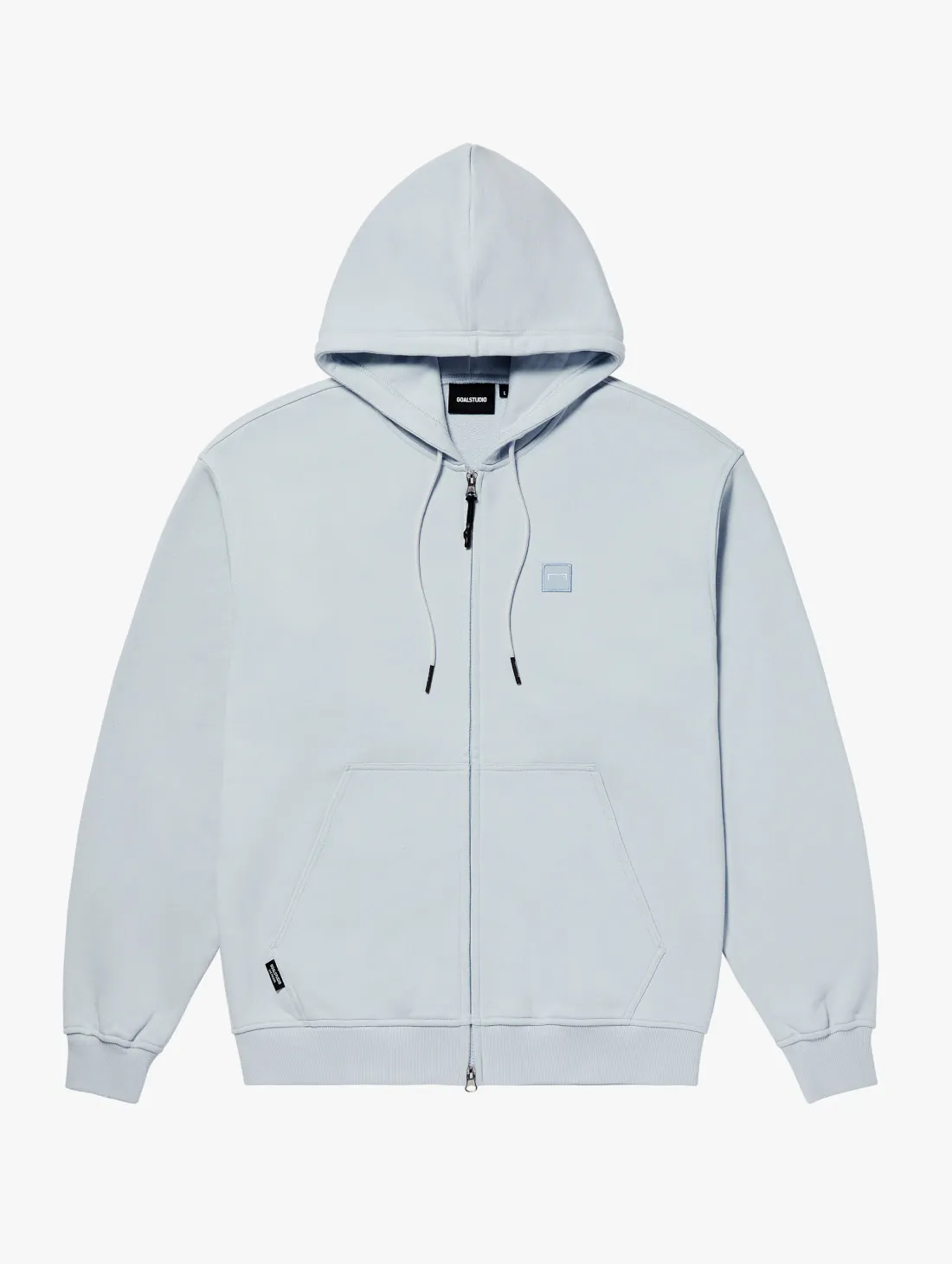 ESSENTIAL APPLIQUE FULL ZIP-UP HOODIE-GREYSH BLUE