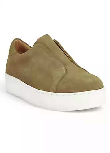 Freemans Olive Platform Suede Trainers