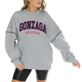 Gameday Couture Gonzaga Bulldogs Women's Heather Gray Competitive Edge Oversized Fleece Pullover Sweatshirt