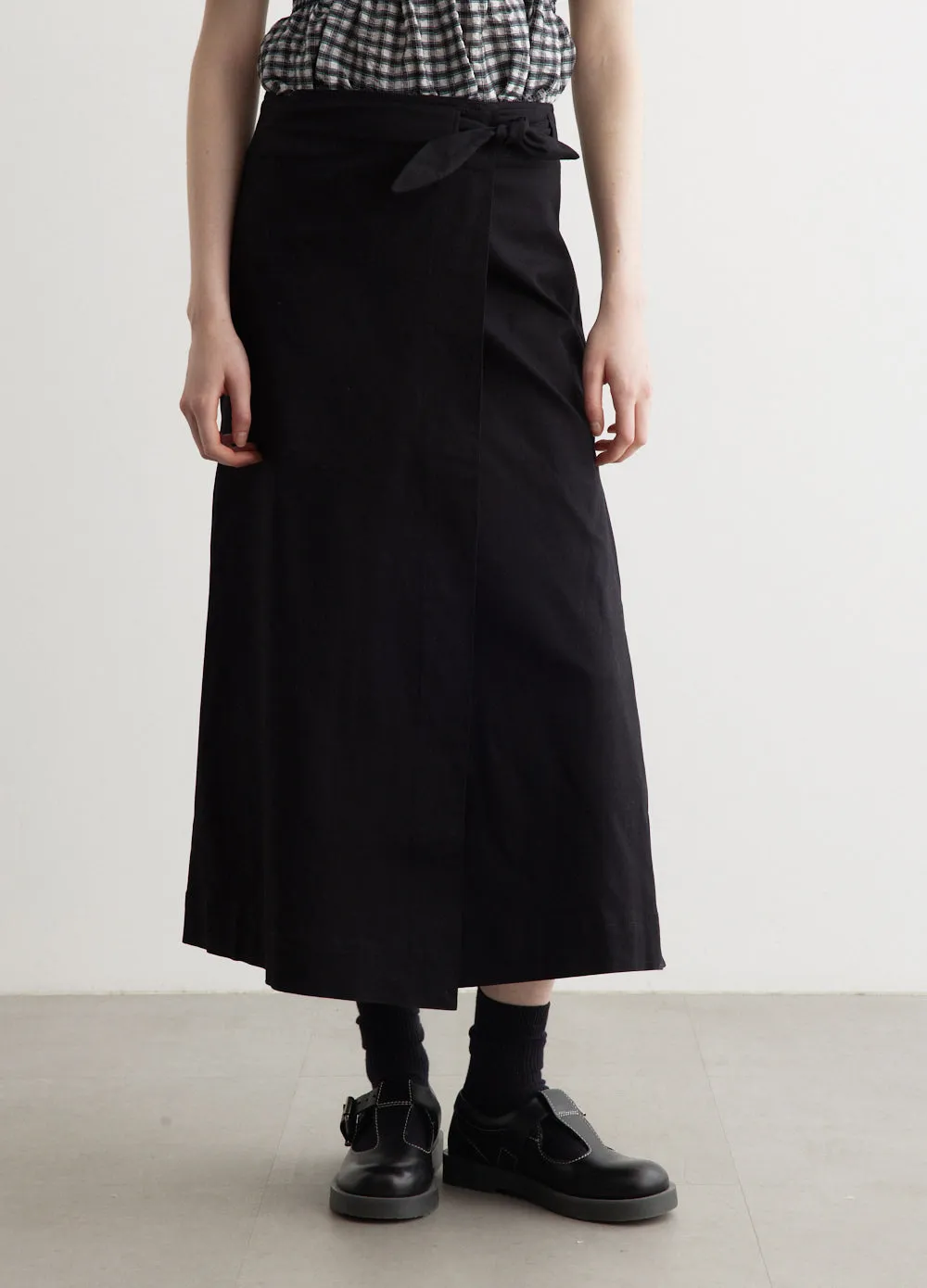 Ganni -  Herringbone Canvas Long Wrap Skirt - Skirt