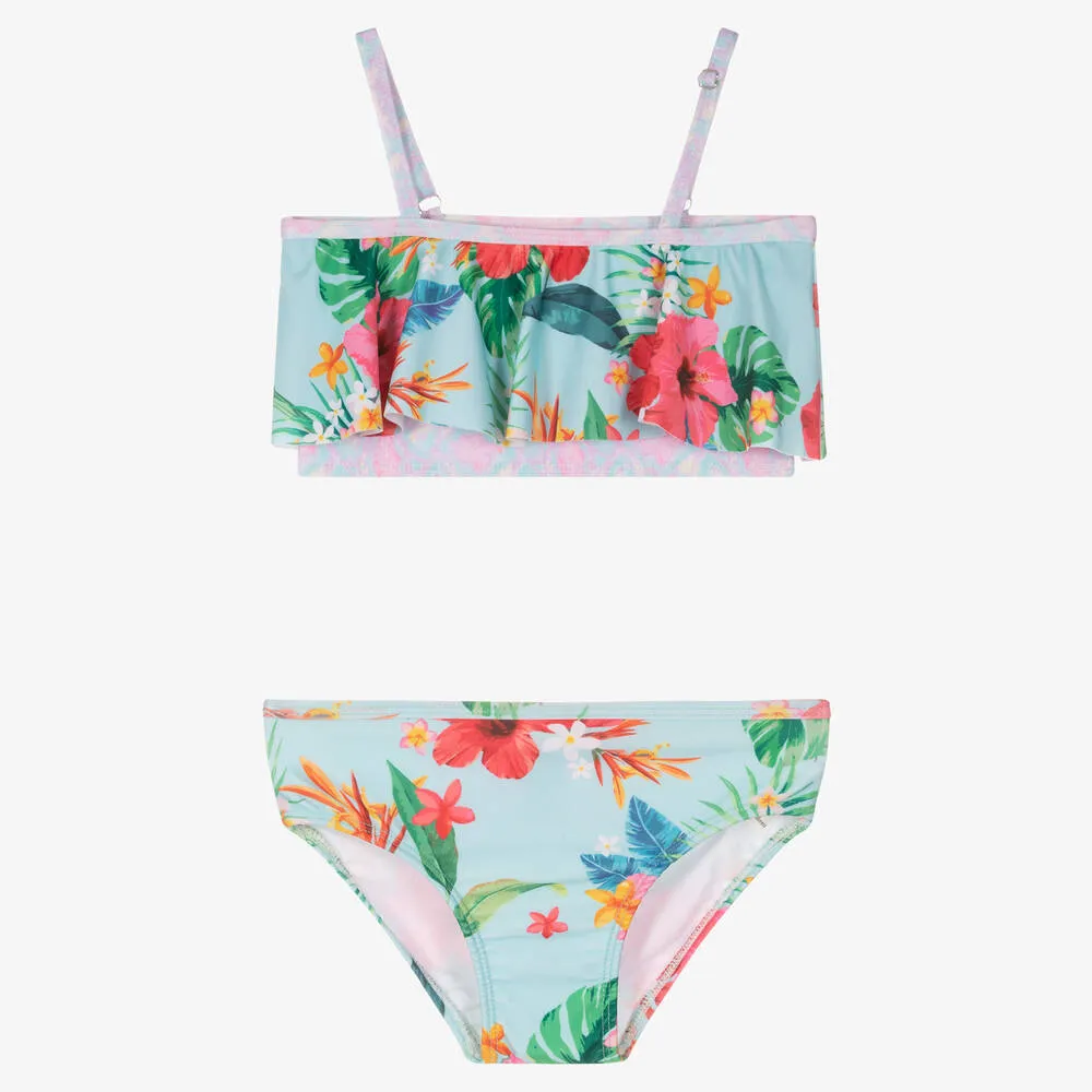 Girls Blue Floral Bikini (UPF50+)