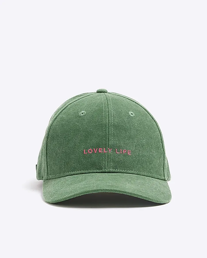 Green embroidered cap