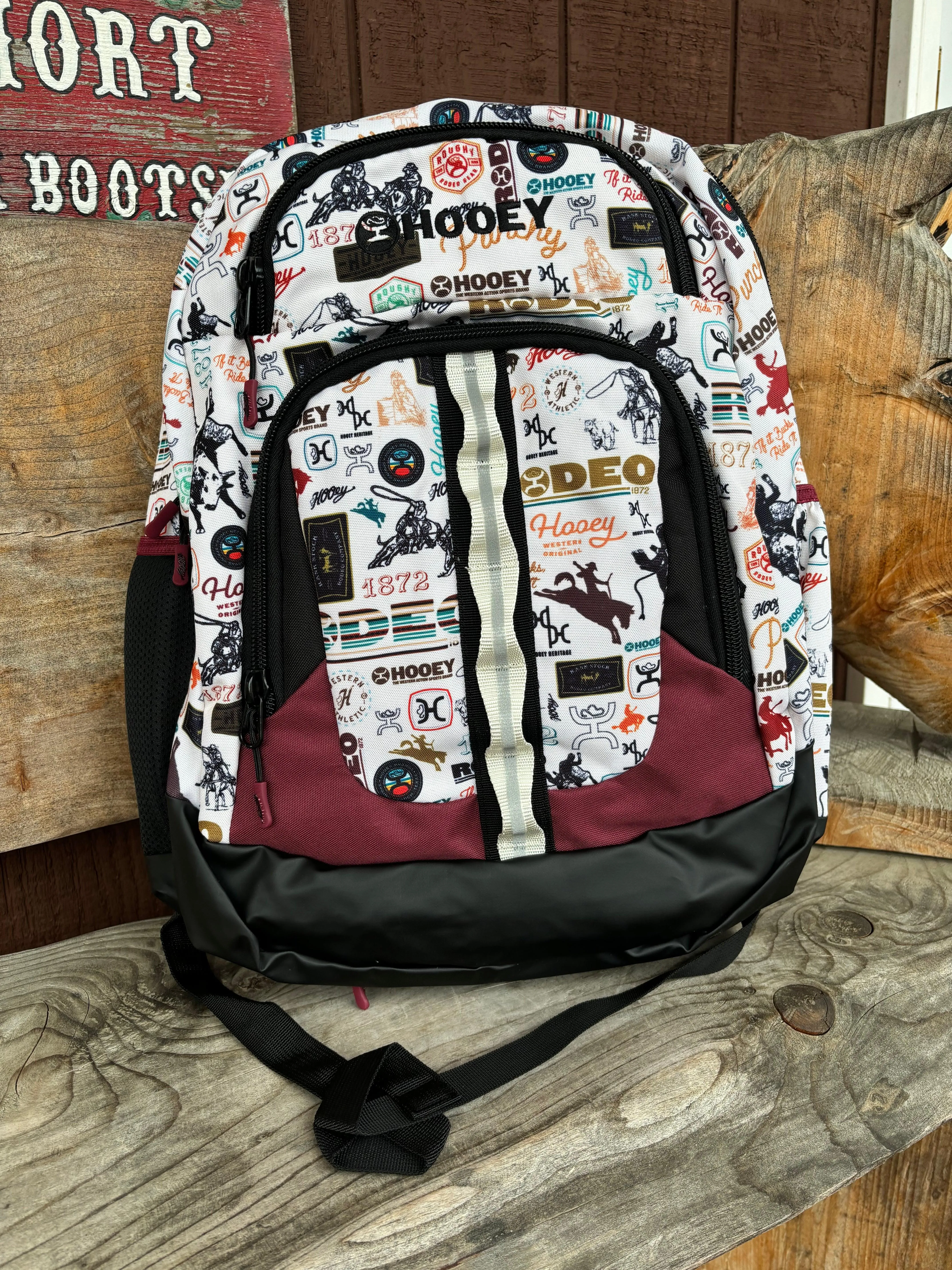 Hooey OX Burgundy Rodeo Print Backpack BP064CRBK