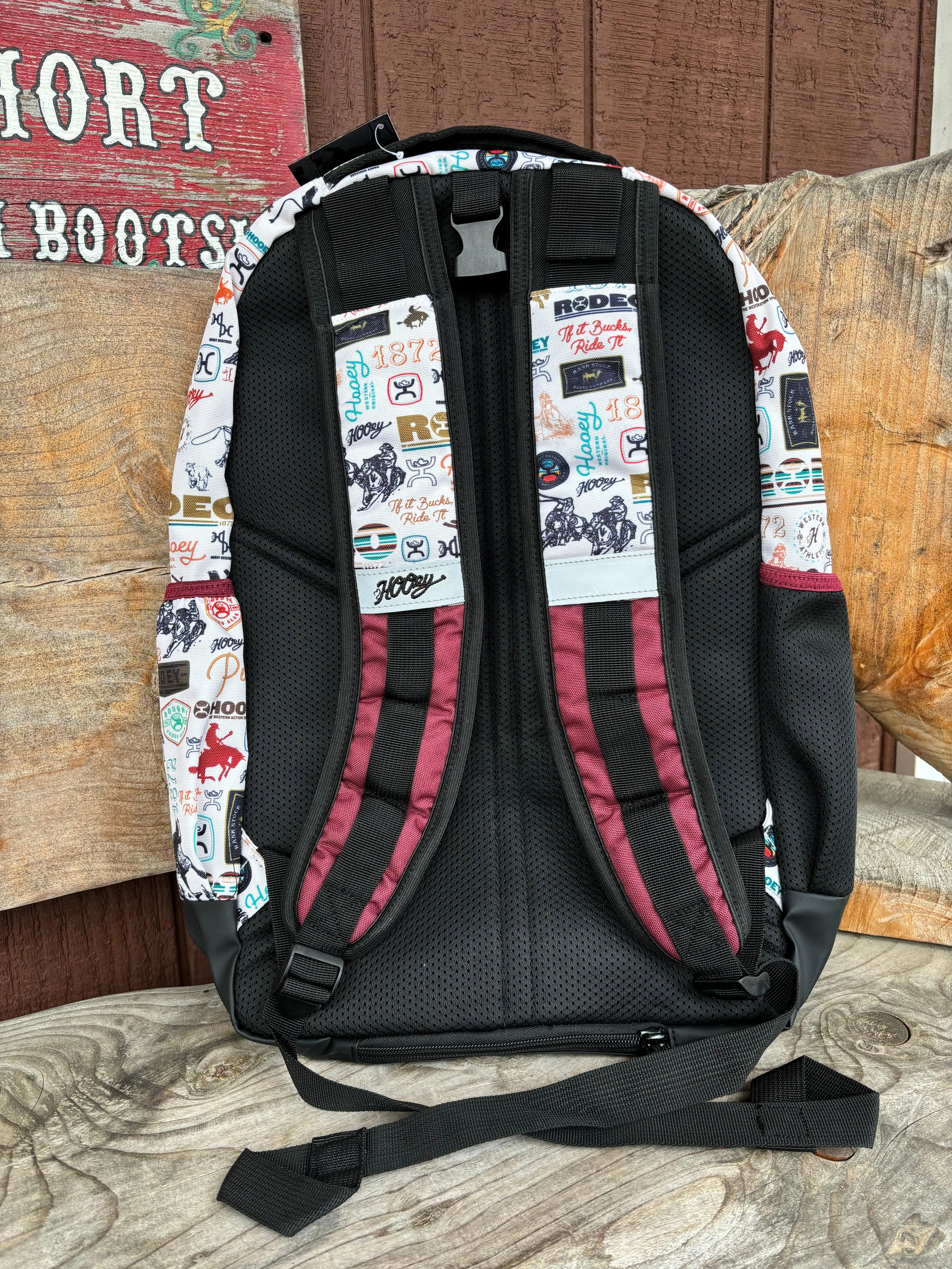 Hooey OX Burgundy Rodeo Print Backpack BP064CRBK