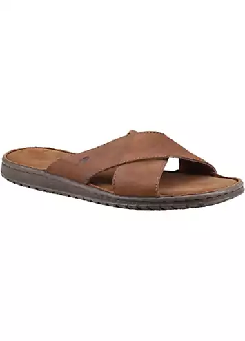 Hush Puppies Brown Nile Cross Over Sandals | Grattan