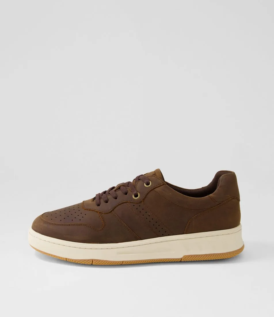 HUSH PUPPIES Swing Brown Leather Sneakers