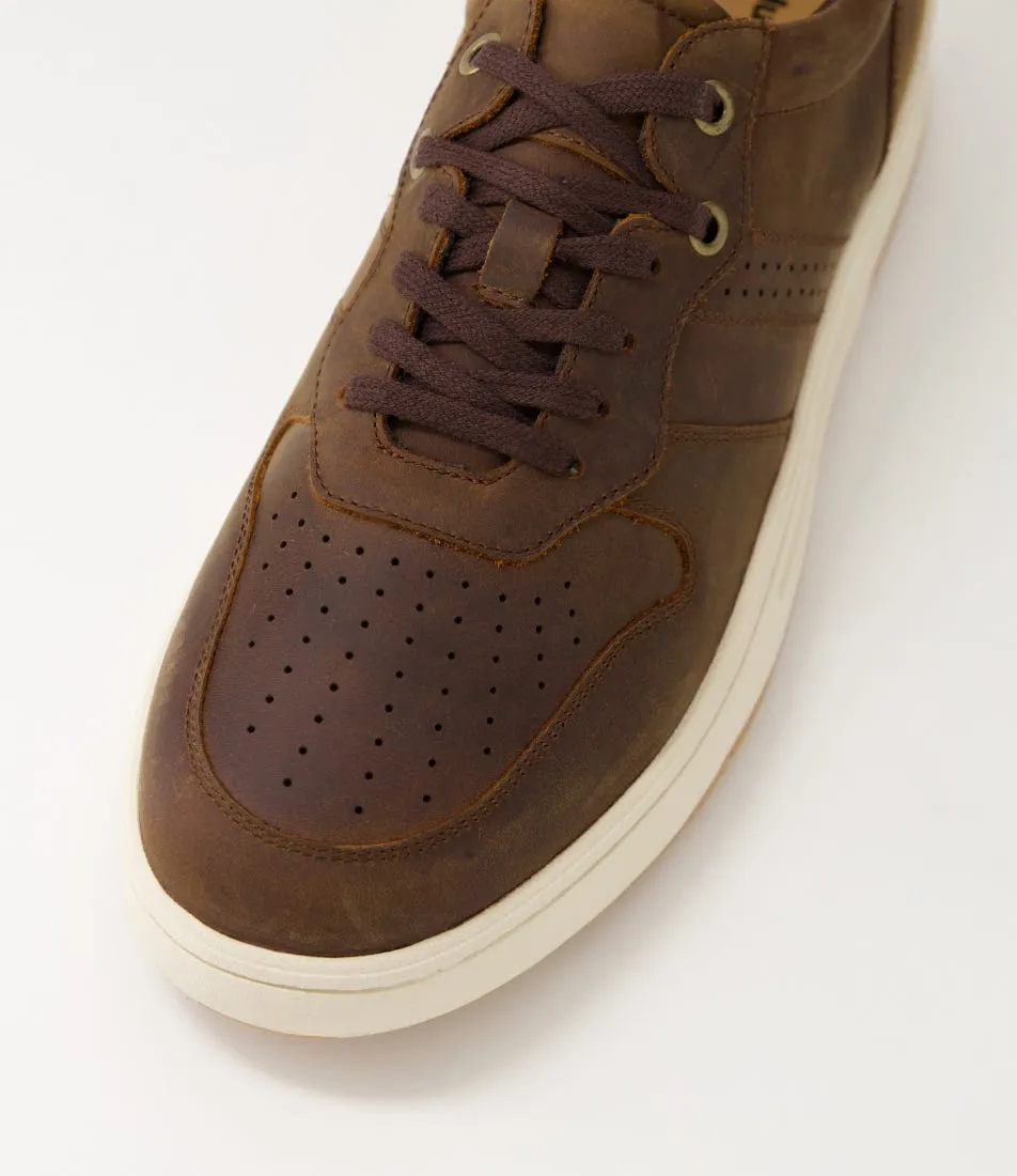 HUSH PUPPIES Swing Brown Leather Sneakers