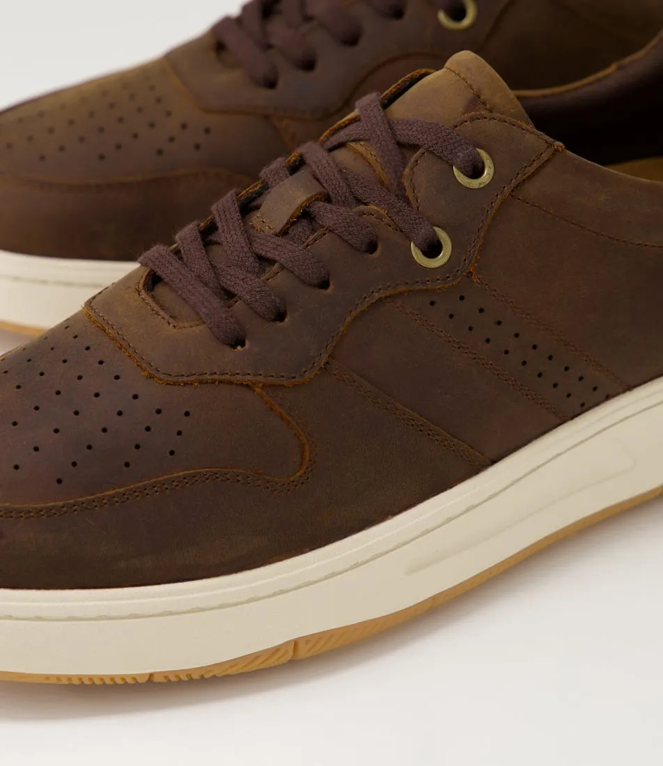 HUSH PUPPIES Swing Brown Leather Sneakers