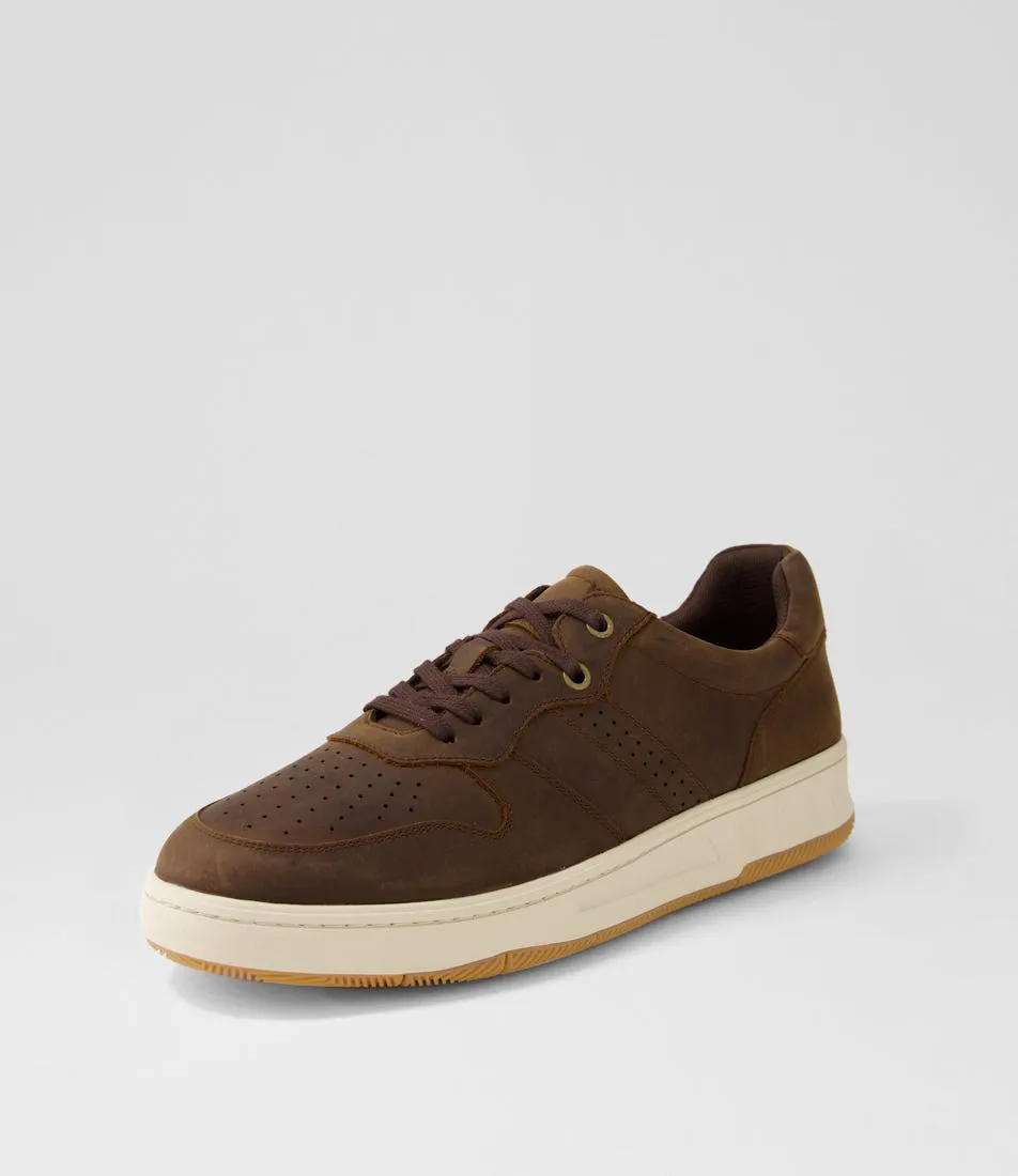 HUSH PUPPIES Swing Brown Leather Sneakers