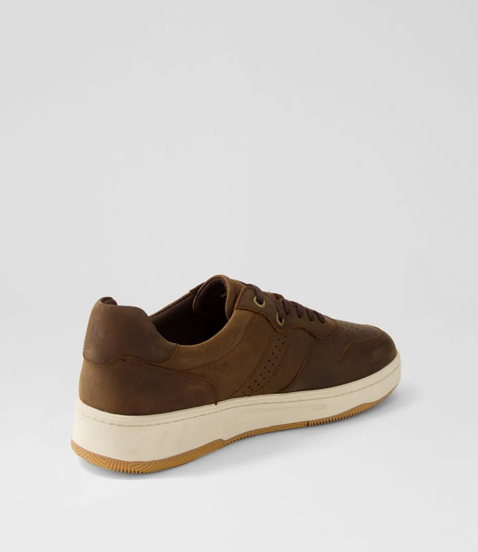 HUSH PUPPIES Swing Brown Leather Sneakers