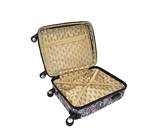 KARRIAGE-MATE Hardside Carryon Expandable Luggage with Spinner Wheels, TSA Lock (Paisley and Butterfly)