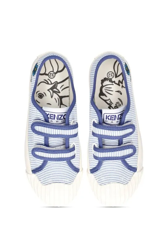 Kenzo Kids   Striped cotton strap sneakers 