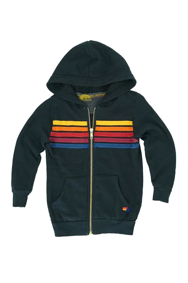 Kids Aviator Nation 5 Stripe Hoodie - Charcoal