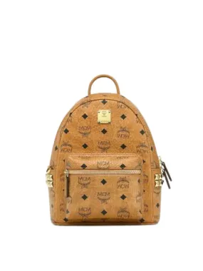 Mcm Backpack Alllover Small Logo Cognac