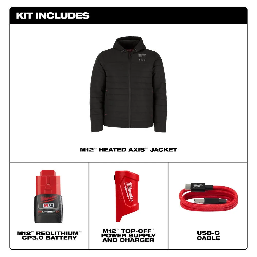 Milwaukee Tools M12 Heated Axis Jacket Black, Kit M102B