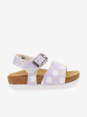 Monnalisa Girls Polka Dot Daisy Sandals in Purple