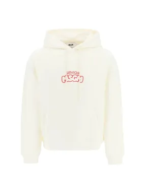 Msgm Hoodie Felpa Logo Milano Red-Off White