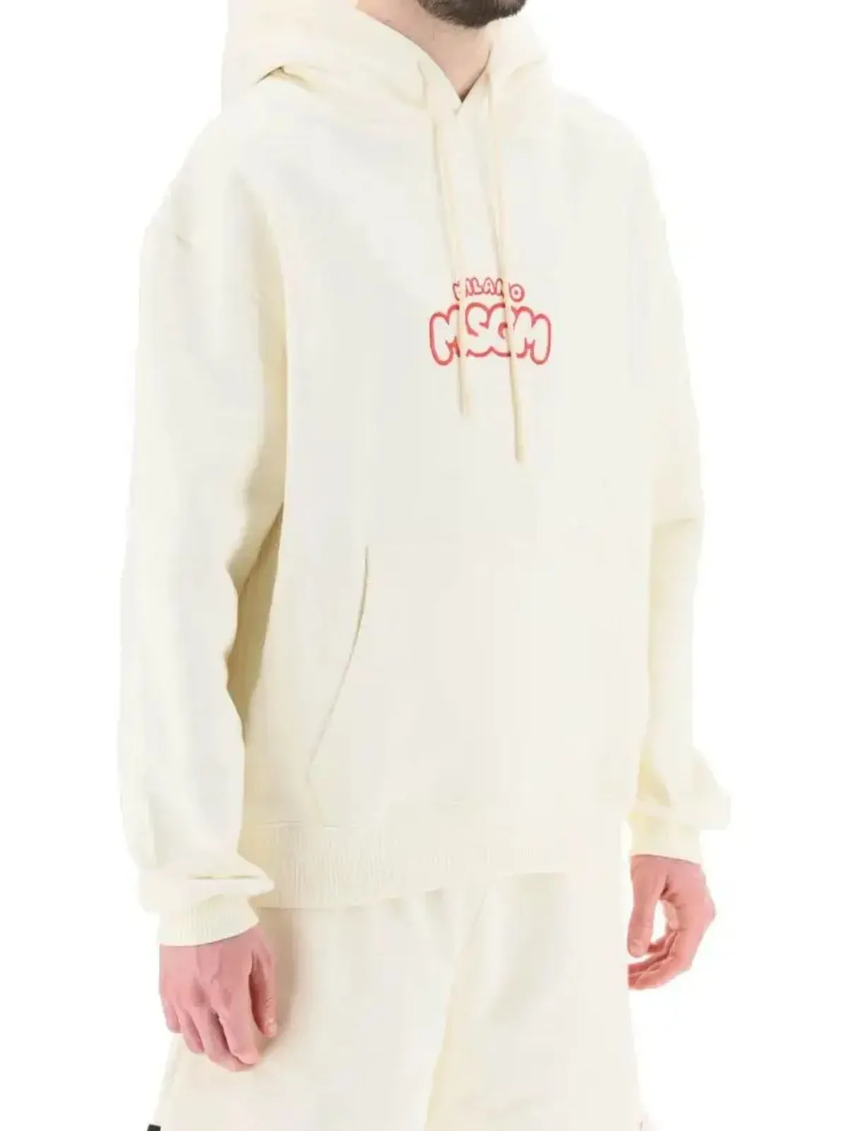 Msgm Hoodie Felpa Logo Milano Red-Off White