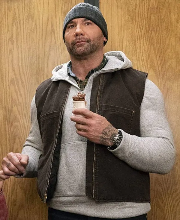 My Spy Dave Bautista Vest - JJ Brown Cotton Fleece Vest